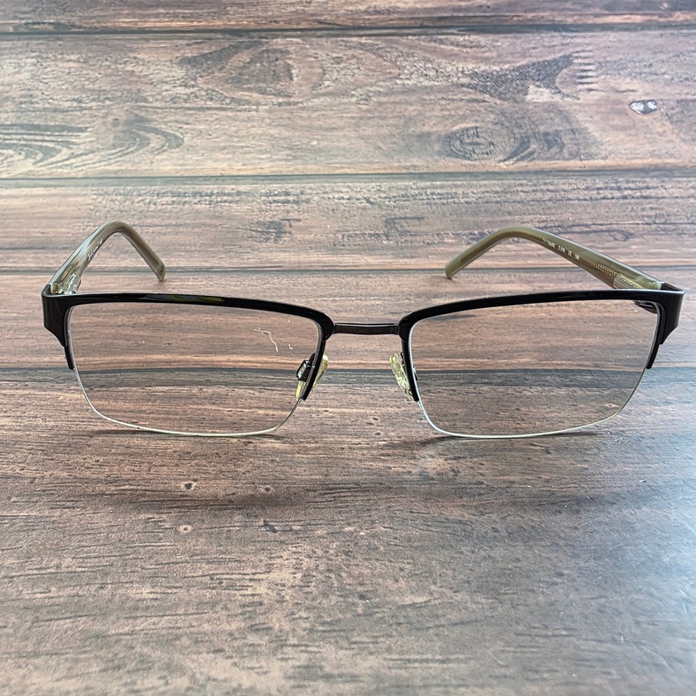 Randy Jackson 1042 Mens Eyeglass Frames Black Olive Green Rectangular 54-18-140